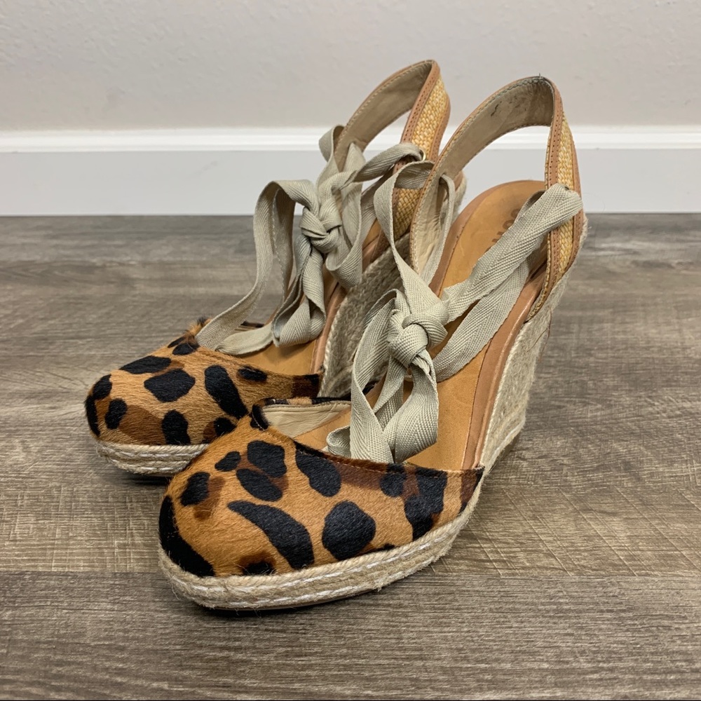 SCHUTZ Leopard Print Anabel Espadrille Sandal Wedges